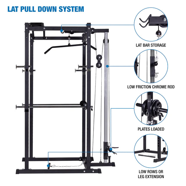 AmStaff TP006D Power/Squat Rack with Lat/Pull Down Attachment